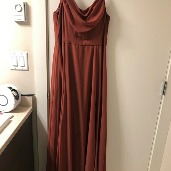 Cinnamon Cowl Neck Bridesmaid Dress - Picture 3 of 3